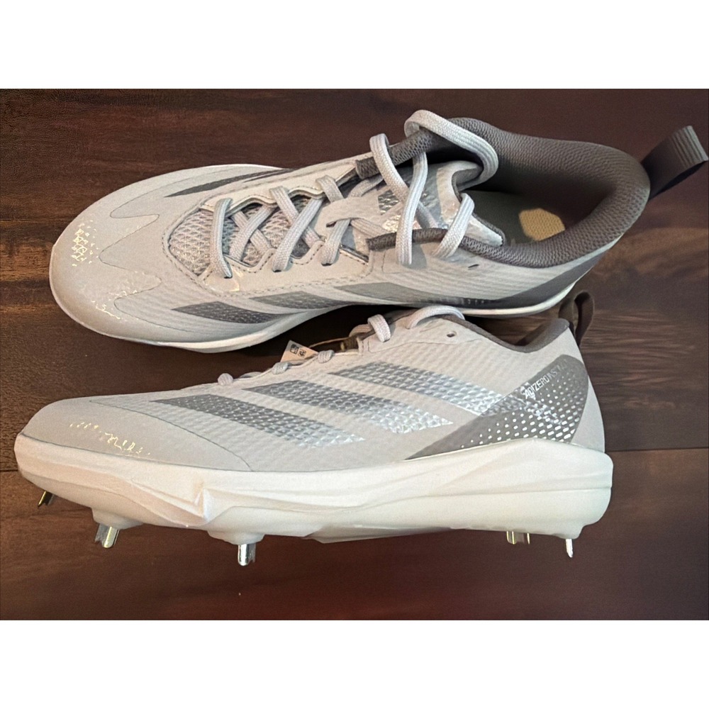 New Nike Adidas Adizero Impact 2.0 Metal Softball Cleats Size 10 Gray White